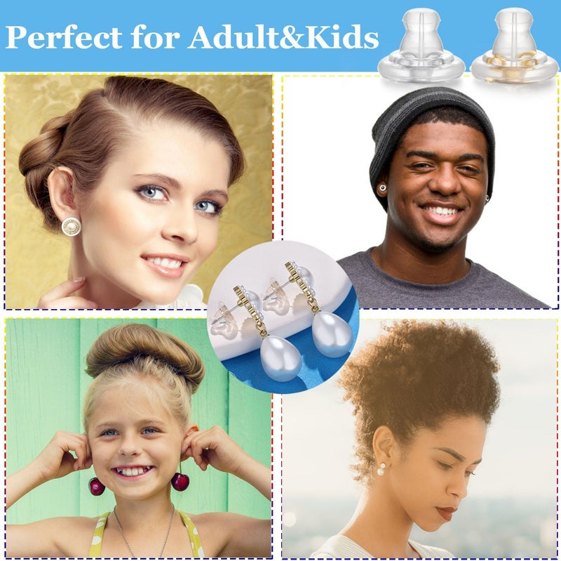 Moconar Silicone Earring Backs, Clear Locking Secure Earring Backs for Studs, Hypoallergenice Backings Replacements for Studs/Droopy Ears, No-Irritate for Adults (Clear) - Image 5